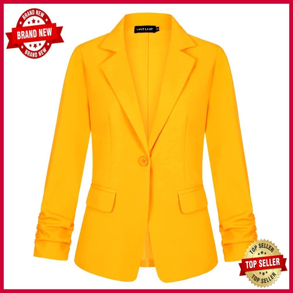 Women's 3/4 Sleeve Blazer with Pockets, Lightweight Polyester Spandex, Office